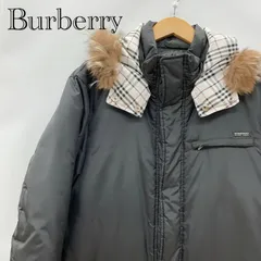 BURBERRY BLACK LABEL バーバリー ブラックレーベル ダウンコート BMP03-900-09 ジャケット Lサイズ ブラック シルバーフォックスファー ノバチェック 三陽商会 メンズ_247023