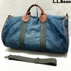 L.L.Bean 80s デニムボストンバッグ ジムバッグ ドラムバッグ ハンドバッグ ショルダーバッグ 2WAY ストラップ付 レザーハンドル VINTAGE ヴィンテージ インディゴブルー 青系 エルエルビーン