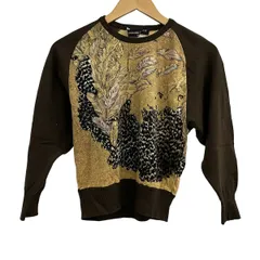 LEONARD(レオナール) 長袖セーター サイズM レディース - ダークブラウン×ダークイエロー×マルチ クルーネック/シルク混