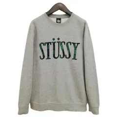 ステューシー STUSSY BIG LOGO チェック ビッグロゴ スウェット シャツ トレーナー オールド M グレー