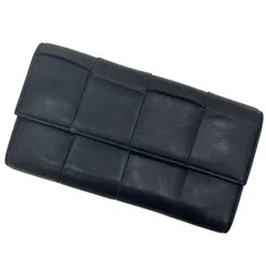 【中古】BOTTEGA VENETA | ボッテガヴェネタ カセット イントレチャート 二つ折り長財布 667433 ブラック【尾張小牧店】