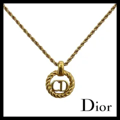 M【Dior】CDロゴ ネックレス ゴールド/金カラー サークル ラウンド ヴィンテージ ペンダント Christian Dior/クリスチャンディオール (62327OY4a)