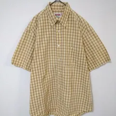 マックレガー　半袖シャツ　メンズM　黄色系　チェック柄　ボタンダウン　綿　Y2K