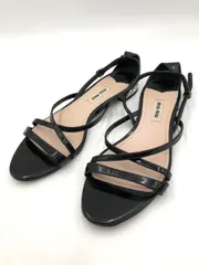 MIU MIU ミュウミュウ イタリア製 ペタンコ ビジュー アンクルストラップ サンダル size37.5/黒 ■■◎レディース