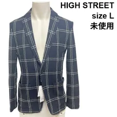 ◆ 未使用 ハイストリート HIGH STREET ジャケット PONTETORTO ポンテトルト チェックカット ネイビー 白 綿 L メンズ S6B302のサムネイル