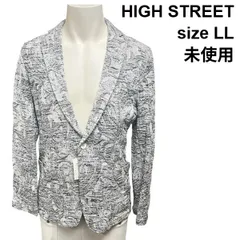 ◇ 未使用 ハイストリート HIGH STREET ジャケット ボタニカルジャガードカット るBONOTTO ボノット 白 黒 綿 LL メンズ S6B300のサムネイル
