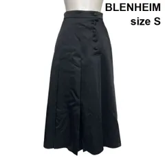 ◇ ブレンヘイム BLENHEIM サテンボックスタックスカート ロングスカート フレア フロントボタン 黒 ブラック S 7号 レディース S6B304のサムネイル