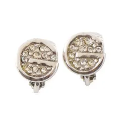 MOJ25069 美品 GIVENCHY ジバンシィ イヤリング Gモチーフ ラインストーン ヴィンテージ シルバー アクセサリー