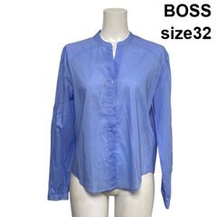 HUGO BOSS ヒューゴボス シルク97％ 長袖ブラウス 青紫 L LL - メルカリ