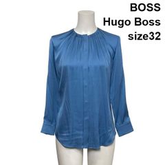 HUGO BOSS ヒューゴボス シルク97％ 長袖ブラウス 青紫 L LL - メルカリ