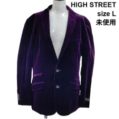 ◆ 未使用 ハイストリート HIGH STREET ベロア テーラードジャケット イタリア高級生地使用  光沢 細身 ワインレッド 綿 L メンズ S6B280のサムネイル