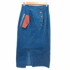 レディアゼル REDYAZEL タイトスカート ロング コーデュロイ M 青 ブルー /YK