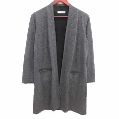 シューラルー SHOO・LA・RUE ロングカーディガン ニット 前開き 長袖 M チャコールグレー /YK