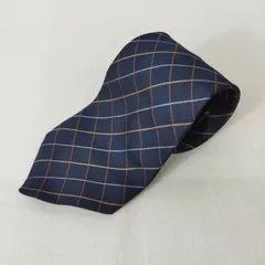 BURBERRY LONDON バーバリー ロンドン ネクタイ チェック シルク 日本製 ビジネス オフィス ネイビー系  B461