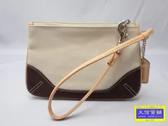 COACH コーチ リストレット キャンバス ポーチ ベージュ 中古B+ 【送料無料】 A-9125【質屋出品】