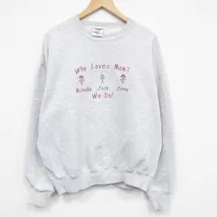 XL/古着 ジャージーズ 長袖 スウェット メンズ 90年代 90s Loves 刺繍 クルーネック USA製 薄グレー 霜降り 25dec26