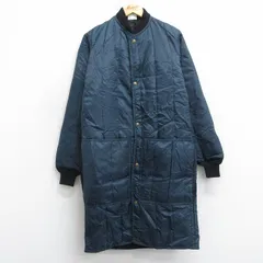 S/古着 長袖 ナイロン コート メンズ 80年代 80s ロング丈 USA製 紺 25dec26