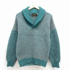 S/古着 エディーバウアー 長袖 セーター メンズ 90年代 90s ショールカラー シェットランドウール 緑他【spe】 25dec26