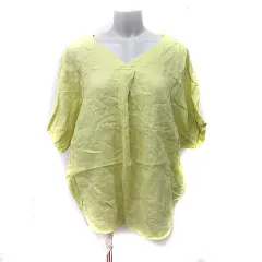 シップス SHIPS シャツ ブラウス プルオーバー 半袖 麻 リネン 黄色 イエロー /YI