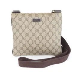 美品 グッチ GGスプリーム 201538 レザー ショルダーバッグ 斜め掛け メッセンジャー 通勤 ブラウン 茶色 メンズ EEM DA36-6【中古】