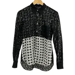COMMEdesGARCONS HOMME PLUS(コムデギャルソンオムプリュス) 長袖シャツ サイズSS XS メンズ美品  - 黒×白 花柄/ドット柄/レース