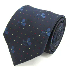 ディズニー ブランドネクタイ ミッキー ドット キャラクター柄 シルク PO メンズ ネイビー Disney 【中古】