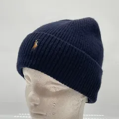 KO3870□Polo Ralph Lauren ネイビー ビーニー ニット帽 ポニー刺繍 ウール