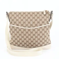 極美品 グッチ GGキャンバス 145857 レザー ショルダーバッグ 斜め掛け メッセンジャー 通勤 メンズ レディース REM DJ32-3【中古】