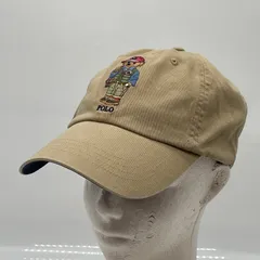 KO3869□ポロラルフローレン キャップ コットン×レザー ポロベア ベージュ
