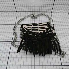 ◇ Θ ザラ ZARA ゼブラ柄フリンジチェーンショルダーバッグ レディース E  【1512220053760】