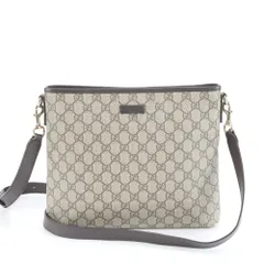 美品 グッチ GG スプリーム 388924 レザー ショルダーバッグ 斜め掛け メッセンジャー ブラウン 茶色 メンズ EEE DJ41-7【中古】