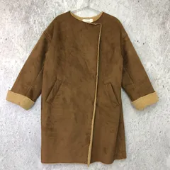 CIAOPANIC チャオパニック フェイク ムートン ノーカラー ジャケット ブラウン Fサイズ ◇〇