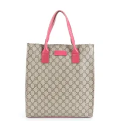 美品 グッチ GGスプリーム 91249 レザー トート バッグ 肩掛け ショルダー ハンド 本革 ピンク A4 レディース MWM DN5-6【中古】