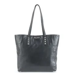 美品 ミュウミュウ スタッズ レザー トート バッグ 肩掛け ショルダー 通勤 本革 ブラック 黒 A4 レディース MWM DN5-5【中古】