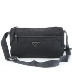 美品 プラダ テスート ナイロン トライアングルロゴ レザー ショルダーバッグ 斜め掛け メッセンジャー 黒 メンズ EWM DN5-10【中古】