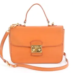 美品 ミュウミュウ マドラス オレンジ レザー 2WAY ショルダーバッグ 斜め掛け クロスボディ 本革 レディース EWM DN6-2【中古】