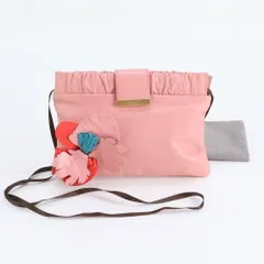 美品 ミュウミュウ フラワー モチーフ レザー ショルダーバッグ 斜め掛け クロスボディ ピンク レディース EUM DN23-7【中古】