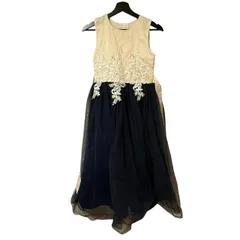 C450 子供用フォーマルドレス 発表会 結婚式 ネイビー×アイボリー 150cm