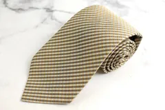 エルメス ブランドネクタイ チェック柄 シルク フランス製 未使用タグ付 PO メンズ ブラウン HERMES