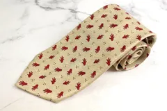 ブルガリ ブランドネクタイ セッテピエゲ 足跡 ドット 小紋柄 シルク イタリア製 未使用タグ付 PO メンズ ベージュ BVLGARI