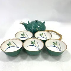 【中古品】香蘭社 コウランシャ 急須セット 急須 湯呑 エメラルドグリーン GM