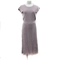 インデックス INDEX ニットワンピース ロング フレンチスリーブ 刺繍 M モカ /YI