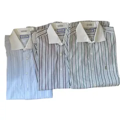 【美品】YVES SAINT LAURENT イヴサンローラン ドレスシャツ ワイシャツ コットンシャツ ストライプ サイズ15 32-33 3枚セット まとめ売り【Z1765】