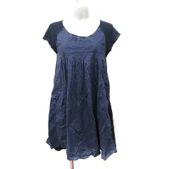 ユナイテッドアローズ UNITED ARROWS ワンピース ミニ フレンチスリーブ 切替 ニット 紺 ネイビー /YI