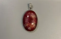 SN1075 天然石？パワーストーン？レッドストーン ペンダントトップ ネックレス 赤 シルバー アンティーク ヴィンテージ 重量5.9g