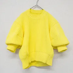 sacai　サカイ　2023SS　ニットトップス　バルーン　ボリューム　パフスリーブ　半袖　ポリエステル　イエロー　日本製　レディース　2　b00561