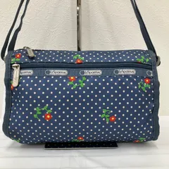 9741　LeSportsac　レスポートサック　ショルダーバッグ　小さめ　ミニ　レディース　青　ブルー　ドット　花柄　フラワー　水玉　刺繍　シンプル　カジュアル
