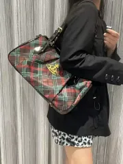 ヴィヴィアン・ウエストウッド レディーストートバッグ ショルダーバッグ 麻 ママバッグ チェック柄