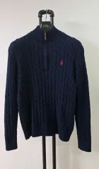 ポロ ラルフローレン ネイビー ケーブル編み ハーフジップアップ ニット