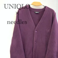 ユニクロ ニードルス UNIQLO×needles フリースジャケット カーディガン   パープル 使用感有り メンズ ファッション